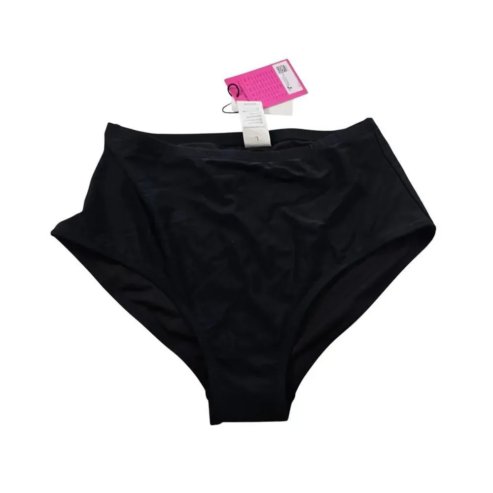NWT island escapes tummy control black high waist bikini bottom L 16 beach